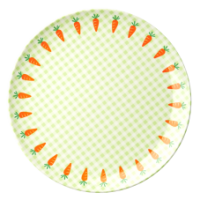 Kids melamine plate green check & carrot print  by Rice DK